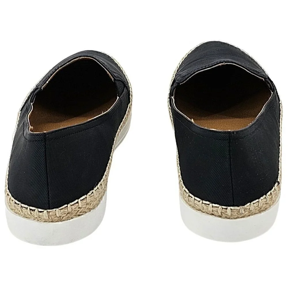 COMFORTVIEW Lara Black Canvas Slip-On Espadrille Flat Elastic Goring  8W